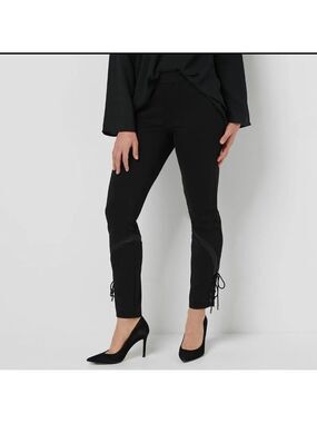 Haute Hippie Revolve Tribe Ponte Pant Satin Insert Lace Up Detail Black Size 4